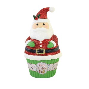 5.5 Inch Santa Claus Cupcake Container Frosting Glittered Santa Figurines - 1 of 3