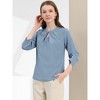 INSPIRE CHIC Women's Work Office Keyhole Pleated Front Ruched 3/4 Sleeve Chiffon Blouse - 4 of 4