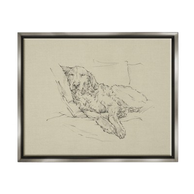 Stupell Resting Labrador Dog Pencil Sketch Framed Canvas