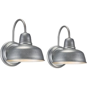 John Timberland Urban Barn Rustic Wall Light Sconces Set of 2 Galvanized Steel Hardwire 8 1/2" Fixture Downlight for Living Room - 1 of 4