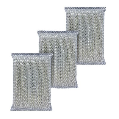Lola Products Wonder Non-Scratch Scouring Pad, Large Knitted Flat Wire Cloth Fibers w/ Foam Sponge Core, Assorted Colors (Gold or Silver), 3 Pack