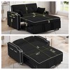 3 in 1 Sleeper Sofa Couch Bed, Tufted Velvet Convertible Loveseat Futon Sofa w/Pullout Bed, Adjustable Backrest, Cylinder Pillows for Living Room - 4 of 4