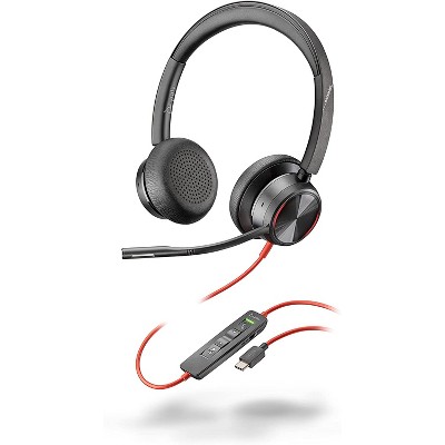 Poly Blackwire 8225 Wired Headset with Boom Mic (Plantronics) - Dual-Ear (Stereo) Computer Headset - USB-C to Connect to Your PC/Mac - ANC 