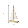 HomeRoots 32" Brown Wood and Fabric Sailboat Tabletop Sculpture - 3 of 4