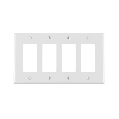 Leviton White 4 gang Thermoplastic Nylon Decorator Wall Plate 1 pk