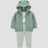 Carter's Just One You® Baby Boys' 3pc Alligator Hooded Zip-Up Sweatshirt with Bodysuit and Jogger Pants Set - Green - 2 of 4