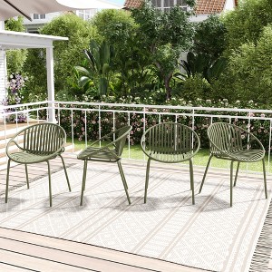 Christopher Knight Home Outdoor Modern Stackable Polypropylene and Iron Dining Chair (Set of 4) - 1 of 4