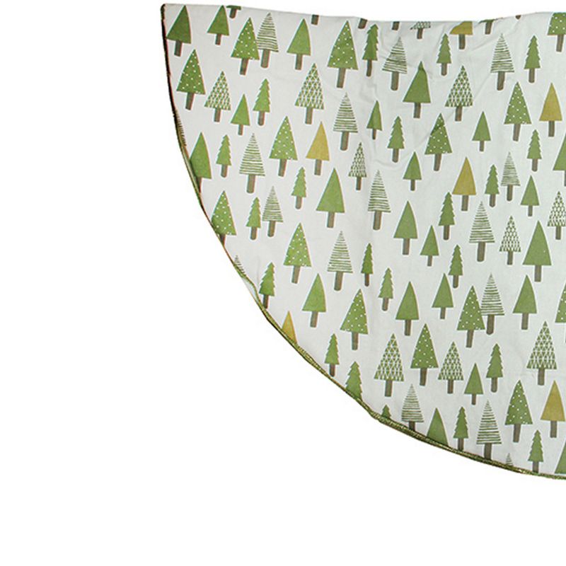Northlight 48" Cream White and Green Forest Christmas Tree Skirt, 3 of 4