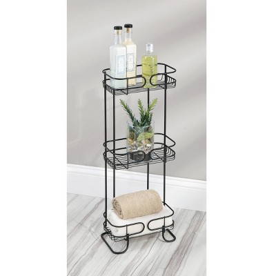 Matte Black Metal Freestanding 3-Tier Bathroom Organizer