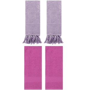 REGALWOVEN 4 Packs Solid Textured and Tassels Soft Absorbent Decorative Hand Towel - 1 of 4