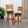 30" Bar Height Slat Back Swivel Stool with Fabric Seat and Natural Finish, Solid Hardwood Frame for Kitchen or Bar - 4 of 4