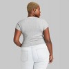Women's Short Sleeve Pointelle Rosette T-shirt - Wild Fable™ Gray M : Target