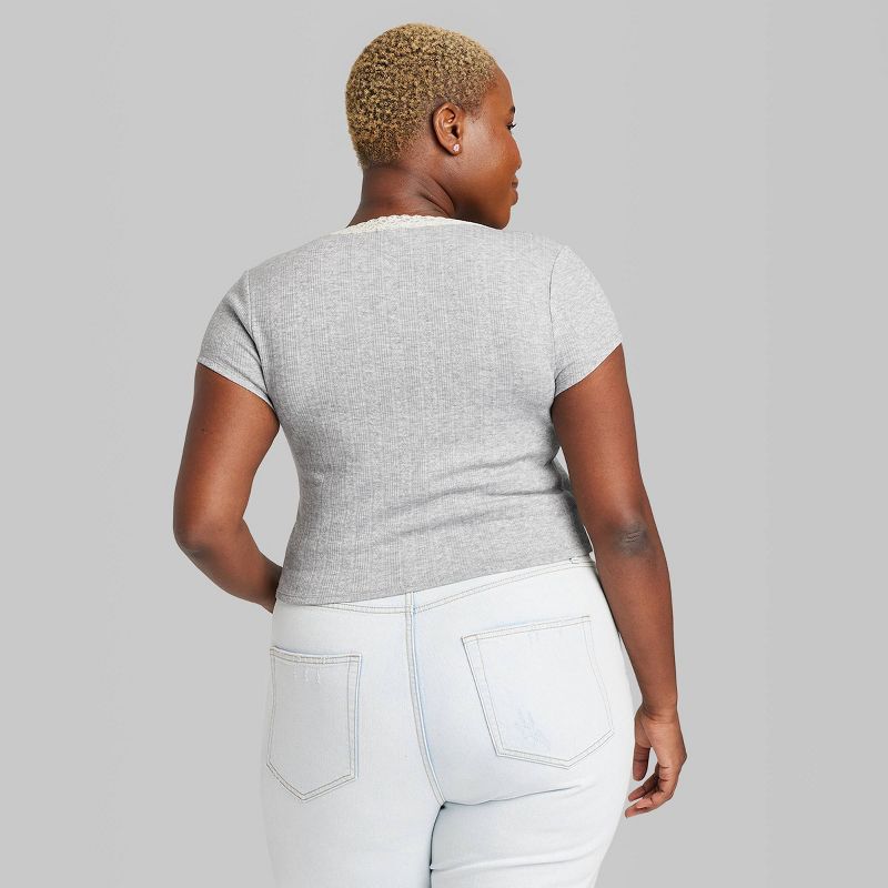 Women's Short Sleeve Pointelle Rosette T-Shirt - Wild Fable™, 4 of 9