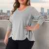 Women's Plus Size Long Sleeve V Neck Loose Fashion Buttons Tunic Blouse - Agnes Orinda - 2 of 4
