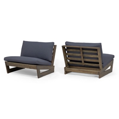 Christopher Knight Home Sherwood Outdoor Acacia Wood Club Chairs with Cushions (Set of 2), Gray/Dark Gray