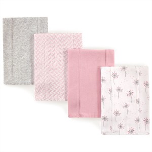 Touched by Nature Baby Girl Organic Cotton Burp Cloths 4pk, Dandelions, One Size - 1 of 1