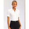 Allegra K Women's Office Button Down One-Piece Short Sleeve Bodysuit Work  Shirt White X-Small