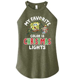 Women's - SpongeBob SquarePants - My Favorite Color Is Christmas Lights Graphic High Neck Tank - 1 of 4