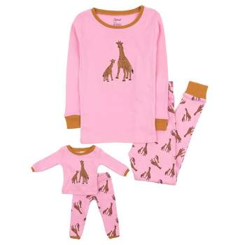 Leveret Girl and Doll Matching Cotton Animal Design Pajamas