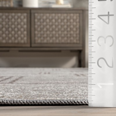 Beige Geometric Machine Washable Stain-Resistant Area Rug