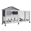 GustoWave Bunny Cage with Weatherproof Roof, Rabbit Cage with 6 Lockable Caster Wheels & Pull-Out Tray,Grey（63.2" l x 22.4" w x 37"） - 2 of 4