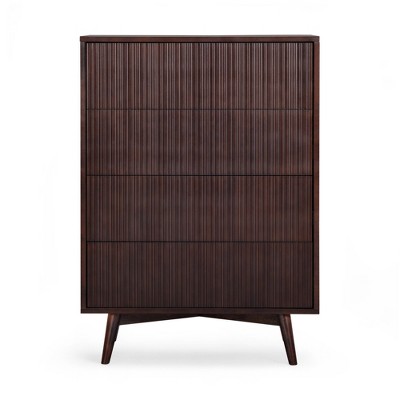 Tremolo  Modern Boho 4-Drawer Dresser with Solid Wood & Contemporary Fluted Fronts - Teamson Home