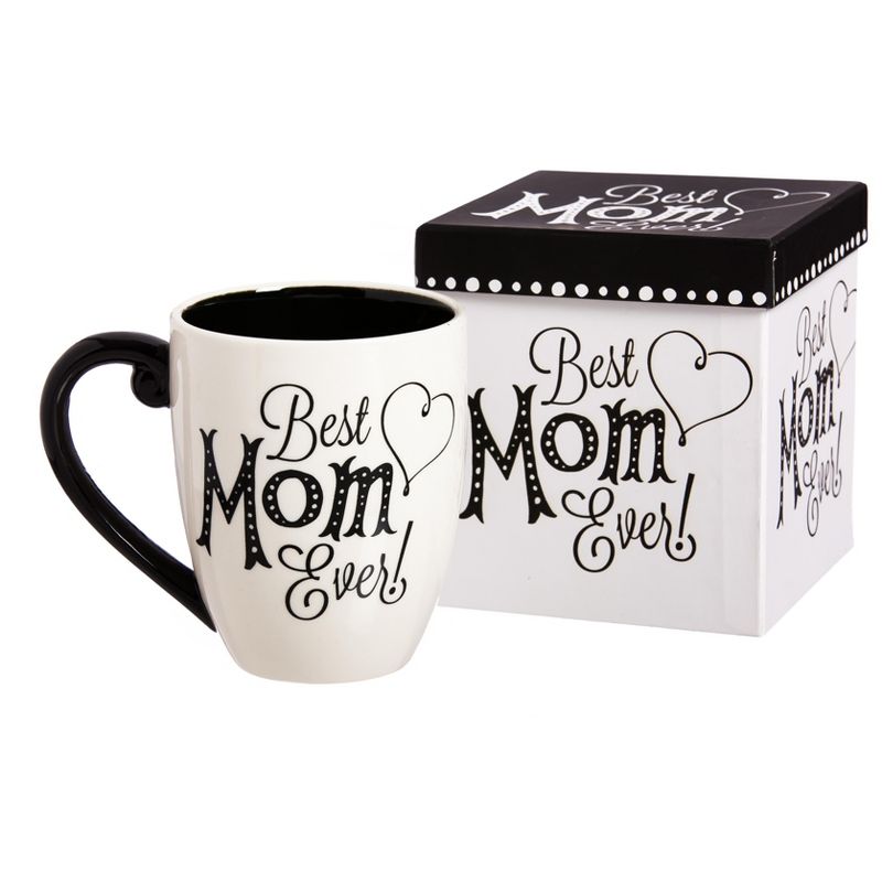 Evergreen Beautiful Mom Black Ink Ceramic Cup O' Joe with Matching Box - 6 x 5 x 4 Inches Indoor/Outdoor, 3 of 4
