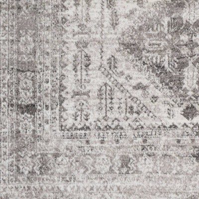 Charcoal Gray Synthetic Rectangular Stain-Resistant Area Rug