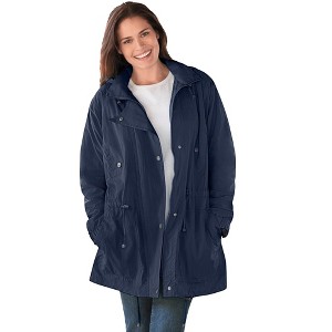 Woman Within Plus Size Fleece-Lined Taslon Anorak - 1 of 4