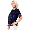 LA LEELA Women's Casual Blouse Shirt Solid Blouses Short Sleeve Button Down Dress Tops Tee Hawaiian Shirts for Women - 3 of 4