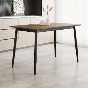 Grungis Rectangle Dining Table for 4-6 People,Modern Kitchen Table with Black Metal Legs for Kitchen,Living Room - 1 of 4