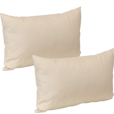 Sunnydaze Indoor/Outdoor Weather-Resistant Polyester Lumbar Decorative Pillow with Zipper Closures - 12" x 20" - Beige - 2pk