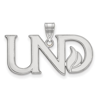 Black Bow Jewelry 10k White Gold North Dakota Fighting Hawks NCAA Large Pendant