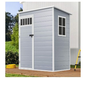 5x3FT Outdoor Storage Shed, All-Weather Plastic Storage Shed with Side Windows, Floor, Lockable Doors for Backyard Garden Pool Tool - 1 of 4
