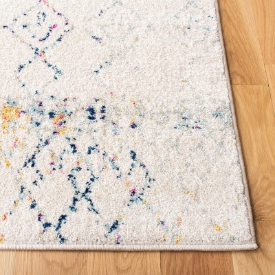Boho-Chic Ivory/Blue Square Synthetic Area Rug, 6'7"