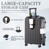 Syemin Luggage 3 pcs in ABS Spinner Wheel Luggage Set Carry on Suitcase with Cup Holder Phone Holder for Travel, Black, 19.3"*11.4"*29.5" - 4 of 4