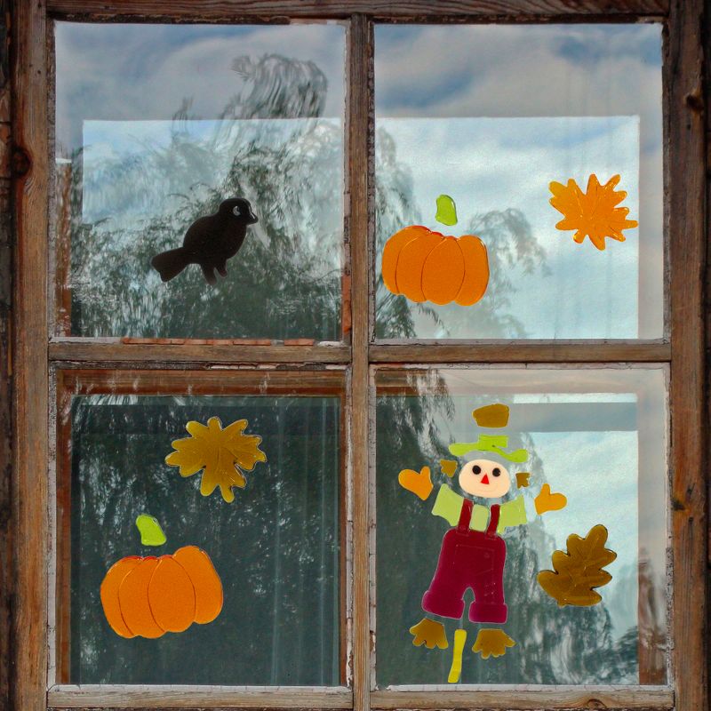 Northlight 19-Piece Scarecrow and Pumpkins Thanksgiving Gel Window Clings, 2 of 3