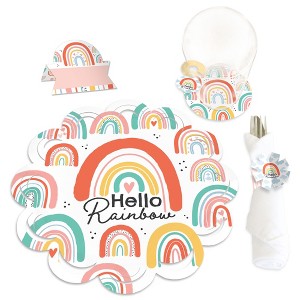 Big Dot of Happiness Hello Rainbow - Boho Baby Shower and Birthday Party Paper Charger and Table Decorations - Chargerific Kit - Place Setting for 8 - 1 of 4