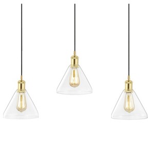 30.5" LED 3-Light Kiawah Island Metal/Glass Contemporary Pendant Gold/Black - JONATHAN Y: Modern Ceiling Fixture for Kitchen Island - 1 of 4