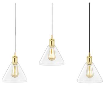30.5" LED 3-Light Kiawah Island Metal/Glass Contemporary Pendant Gold/Black - JONATHAN Y