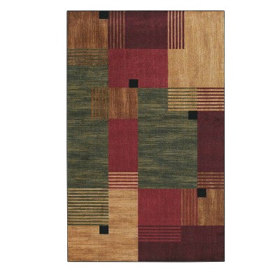 5'x8' Alliance Area Rug Black/Natural - Mohawk: Geometric Pattern, Skid & Stain-Resistant, Indoor Flat Pile Rug
