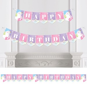 Big Dot of Happiness Rainbow Unicorn - Birthday Party Bunting Banner - Magical Unicorn Party Decorations - Happy Birthday - 1 of 4