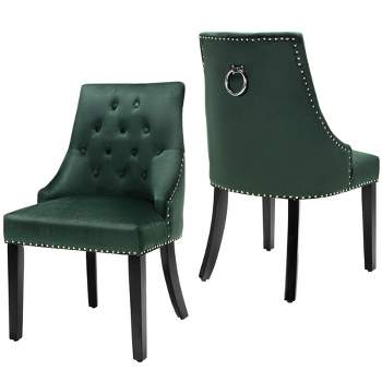 Costway Set of 2 Button-Tufted Dining Chair Upholstered Armless Side Chair
