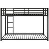 Okak 77.1IN Twin-Over-Twin Size Metal Floor Bunk Bed, Twin Bed with Ladder and Safety Guardrail, Kids Bunk Beds for Bedroom, Dormitory, Black - 4 of 4