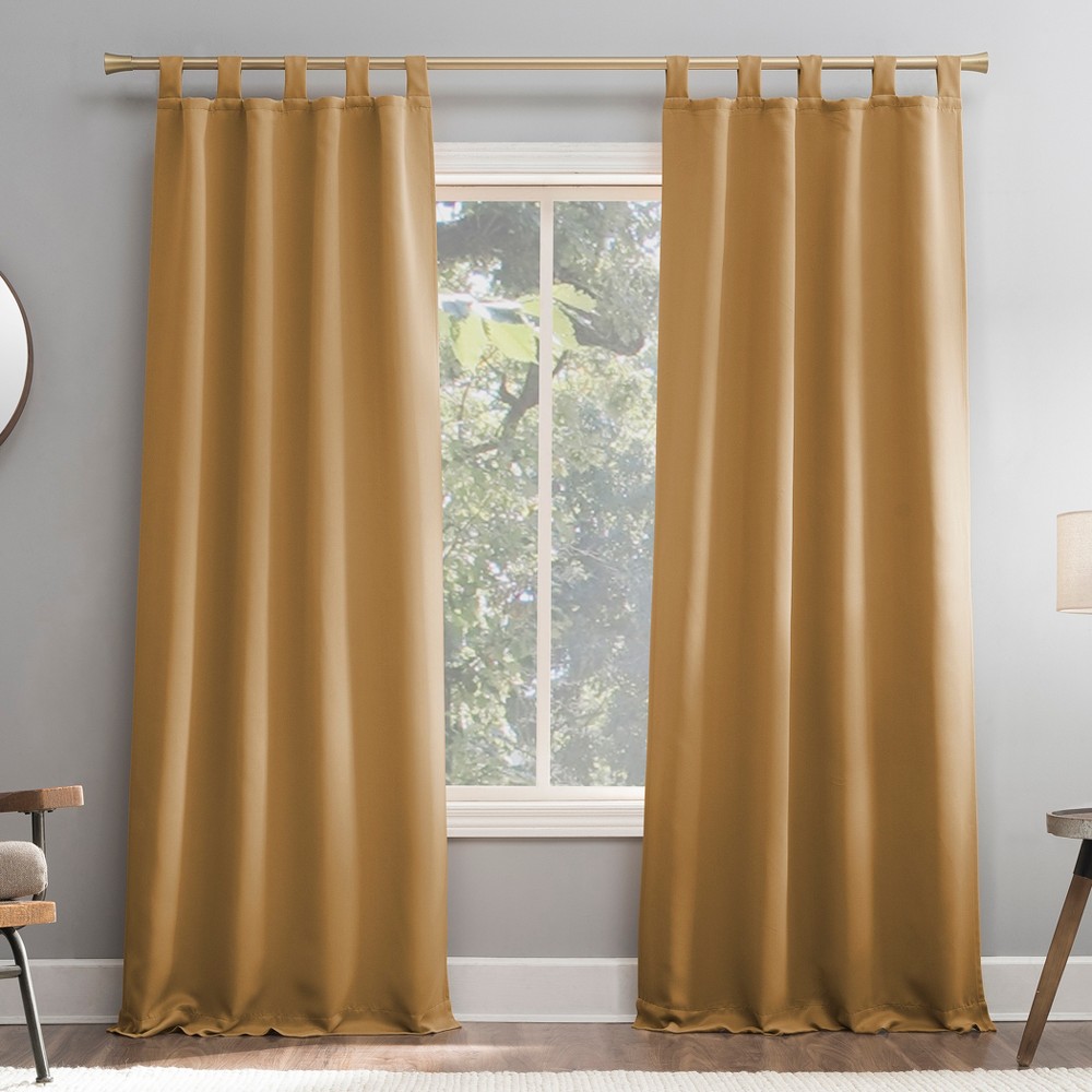 40"x95" Sun Zero Blackout Kenneth Energy Saving Tab Top Curtain Panel Gold: Thermal Insulated, Noise Reduction, Machine Washable