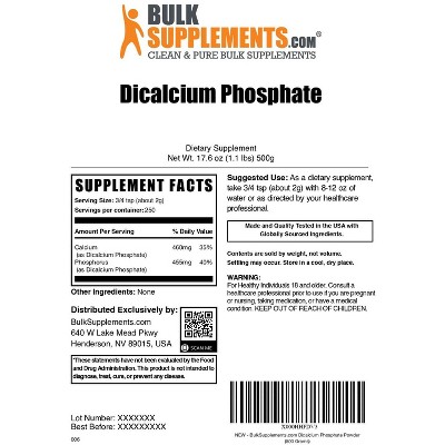 BulkSupplements Dicalcium Phosphate (DCP) Powder