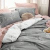 King Size Reversible Floral Duvet Cover Set with Zipper, Set of 3 Grey Bedding with 8 Corner Ties and 2 Pillowcases 20x26 - 3 of 4