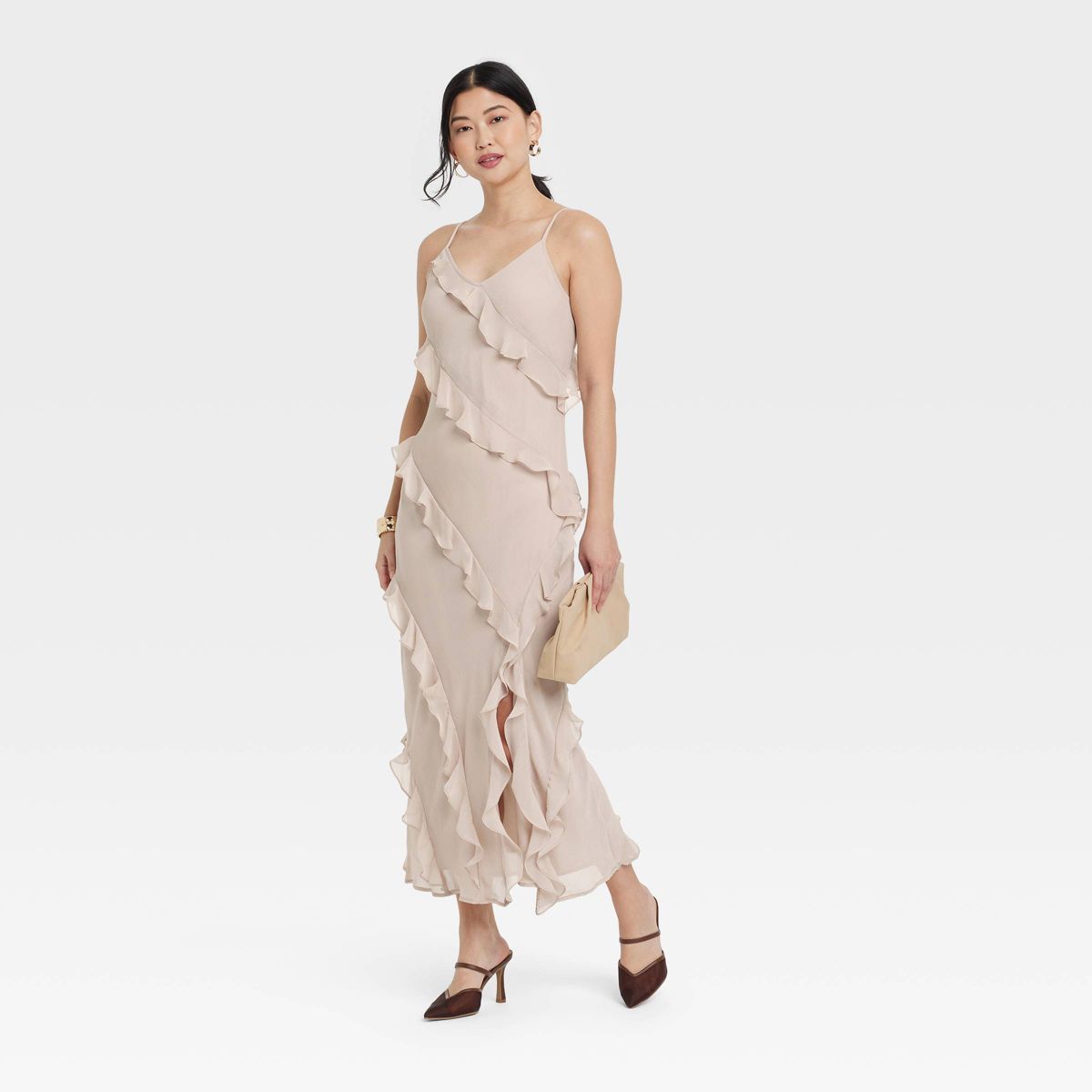 Women's Sleeveless Ruffle Maxi Slip Dress - A New Day™ - thumbnail 3