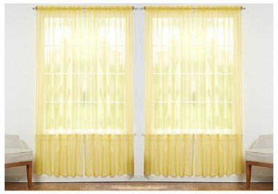 J&V TEXTILES 4-Pieces Sheer Solid Sheer Window Curtains 55x84 - Window Treatment Rod Pocket Voile Drape/Panel Sets for Patio Door