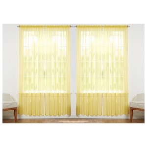 J&V TEXTILES 4-Pieces Sheer Solid Sheer Window Curtains 55x84 - Window Treatment Rod Pocket Voile Drape/Panel Sets for Patio Door - 1 of 4